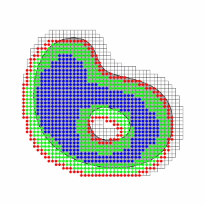 grid of width <i>h</i>